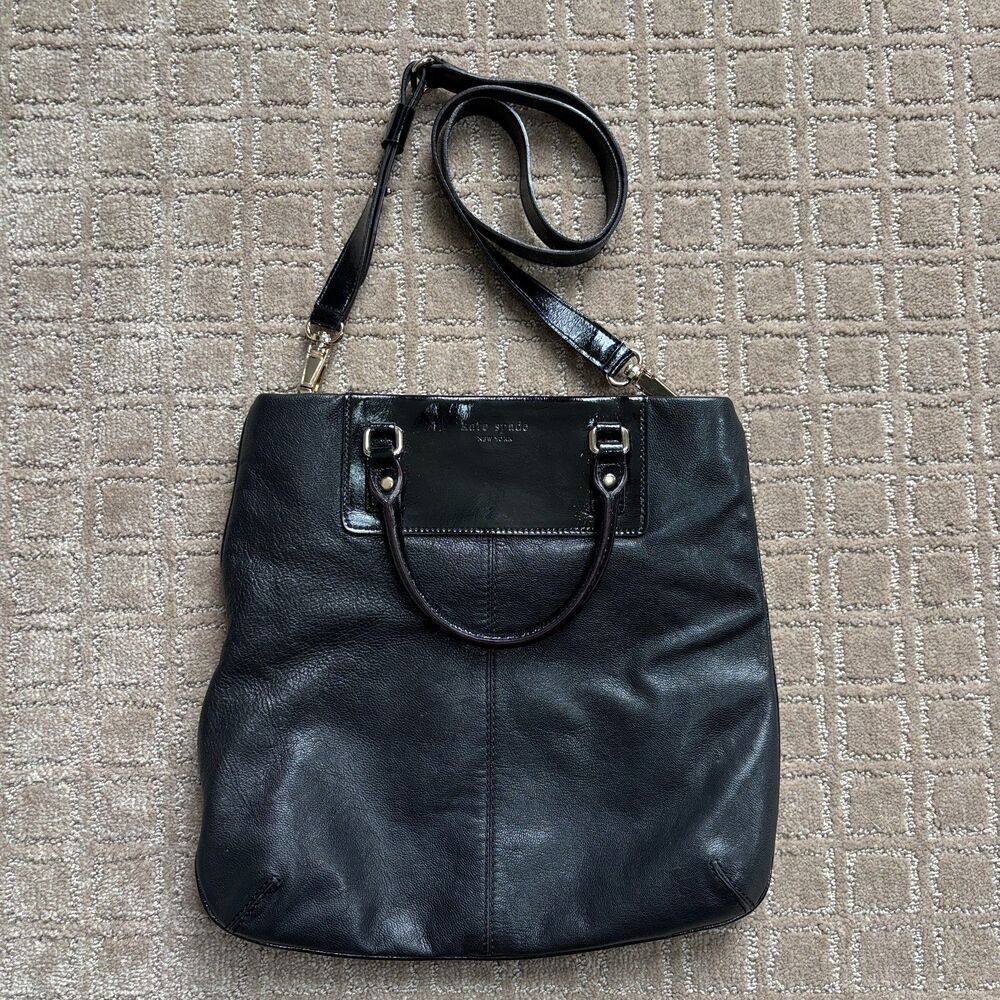 Kate Spade New York Alexa Boerum Hill Crossbody Bag Tote Purse Black Leather